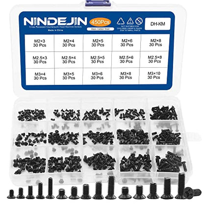 NINDEJIN Laptop Computer Screw Kit, M2 M2.5 M3 Countersunk Flat Head Phillips Mini Screws Set, Replacement Part Electronic Repair Accessories | Computer Replacement Screws, Repair Screws, Computer Notebook Screw, Carbon Steel, for Many Types of Computers,