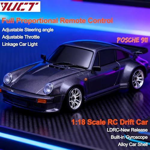 YUCT LDRC 1/18 Scale Posche 911 RC Drift Car RWD Drifting | Proportional Drift Car With ESP Gyro,LED Light, Alloy Car Shell for Adults LD1898 Purple - color: Ld1898-purple