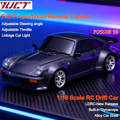 YUCT LDRC 1/18 Scale Posche 911 RC Drift Car RWD Drifting | Proportional Drift Car With ESP Gyro,LED Light, Alloy Car Shell for Adults LD1898 Purple - color: Ld1898-purple