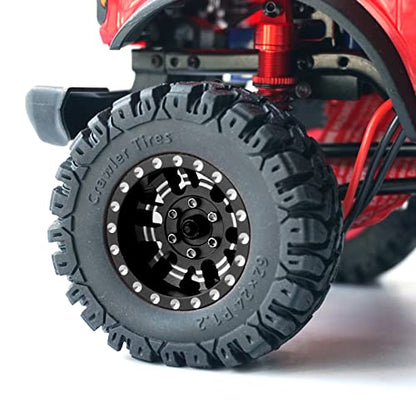 OGRC 1.0 Plus (1.2 Inches) Beadlock Wheels 7mm Negative Offset Wheel Rims SS Super Soft Sticky Tires for TRX4M SCX24 FCX24 AX24 1/24 1/18 RC Crawler Car - 62 * 24mm (Black) - color: Black