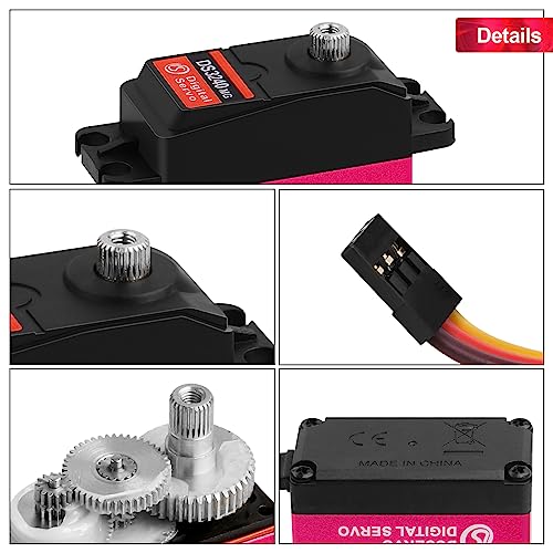 40KG High Torque RC Servo Digital Servo Full Metal Gear Waterproof with 25T Servo Horn Compatible with 1/8, 1/10, 1/12 RC Car Crawler Robot Control Angle 180° - style: 1Pcs 40kg 180°