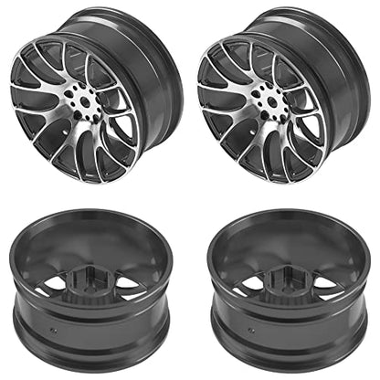 4Pack HIRCQOO Metal Wheel Rims 12mm Hex Hub Compatible with 1/10 On-Road Racing Touring Drift Car Tamiya TT-01 Kyosho RedCat Sakura D4 XIS HSP 1/10 RC Scales,Width 26mm (Black) - color: Black
