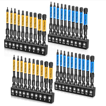 40PCS Impact Hex Bit Set 4Inch & 2Inch Metric & SAE Allen Wrench Drill Bits, S2 Steel 1/4" Hex Shank Magnetic Screwdriver Bits, CNC Tips - size: 2 inch 10 Pieces (Metric)