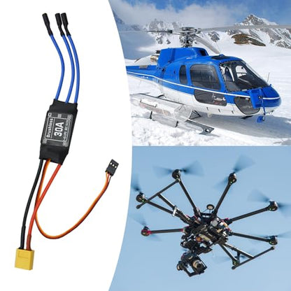 30A Electric Brushless Motor Controller, 2 Pcs ESC Speed Controller with XT60 and 3.5mm Bullet Plugs for RC Drone RC Airplane Helicopter (30A) - color: 30A