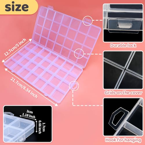 IOOLEEM Bead Organizer Box, 28 Grids 4 Pack Organizer Container Storage | Clear Plastic Dividers for bead arts and crafts for beading & jewelry storage & small items arts and crafts. - size: 28 Grids (4 pack)