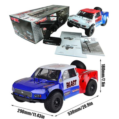 Two-Speed Nitro RC Car for Adult 1/10 20.9IN Gas-Engine Remote Control Truck 70KM/H 2.4G 18CXP Nitro Engine Short Course Rally Vehicle All Terrain Off Road Racing Car 80cc Fuel Tank (Gray) - color: Gray