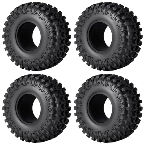 4Pcs 2.2" Crawler Mud Tires with Foam Inserts Snow Wheel Tyres OD 130mm Super Soft Rubber Tyres Compatible with Axial SCX10 90047 D90 D110 Tamiya CC01 TRX4 Gen8 1/10 RC Crawler Car Upgrades