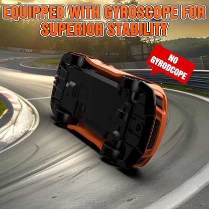 RC Drift car, 1/43 Mini Rc Drift car with Gyroscope, 2.4GHz Full Proportional Remote control Cars, 4WD High Speed Racing with Lights, Racing Tires, Model Cars Gift for Adults, Kids, Boys, Girls - color: Orange