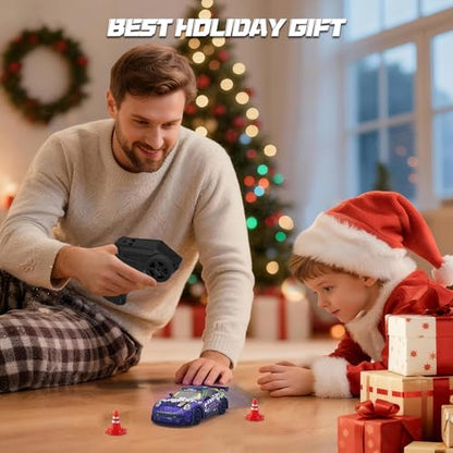 Mini RC Drift Car 1:32 Scale, with LED Lights – Remote Control Car with LED Lights & 2-Speed Modes, 2.4GHz Stunt Drifting RC Toys a for Children and Adults - color: 1:33 Mini Rc Car-blue