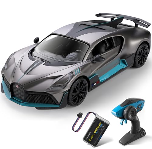 MIEBELY Remote Control Car, Bugatti Divo 1/12 Scale Rc Cars 12Km/h, 2.4Ghz Licensed Model Car 7.4V 900mAh Toy Car Headlight for Adults Boys Girls Age 6-12 Years Birthday Ideas Gift | Official license;900mAh lithium;40min playtime;2.4G 200ft control;steeri