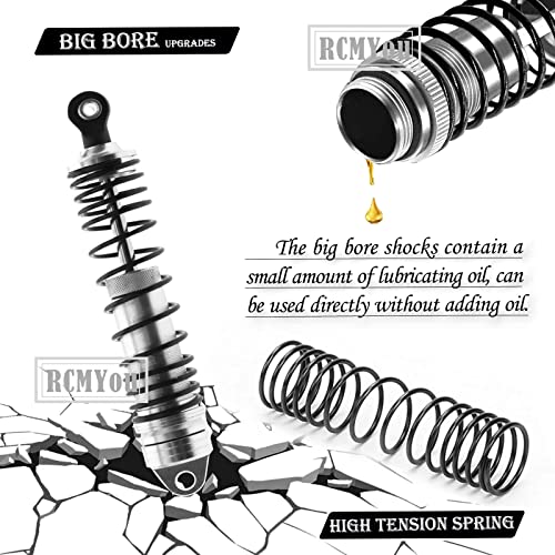 RC Shocks Absorber Upgrades Part for 1/10 Lasernut U4, Tenacity DB Pro,TENACITY TT Pro 4WD SCT,4PCS Aluminum Front Rear Big Bore RC Shocks Damper,90mm 100mm Metal Hop Ups,#LOS233011,Silver - color: Silver- 4pcs