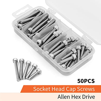 M5 x 20mm 25mm 30mm 35mm 40mm Hex Socket Head Cap Screws Bolts 304 Stainless Steel Allen Hex Drive Metric Machine, Fully Threaded, Assortment Kit 50PCS - size: M5 x 20/25/30/35/40mm (50PCS)