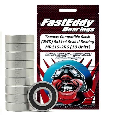 FastEddy Bearings Compatible with Traxxas Slash (2WD) 5x11x4 Sealed Bearing MR115-2RS (10 Units)