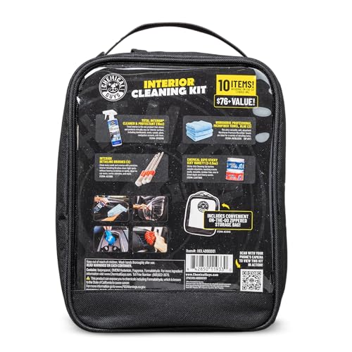 Chemical Guys, 10-Piece Interior Cleaning Kit, Cleaner, Brushes, Gel & Bag | Reaches vents, seams and screens most sprays miss, a complete set to detail every surface, and a solid gift - style: KIT + BAG