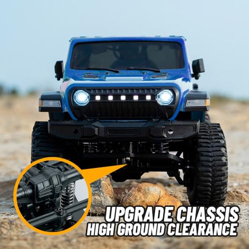 HLSFWDRIVE 1/18 RC Crawler Jeep RC Truck 4x4 Off Road RTR All Terrain | Remote Control Rock Crawler Full Proportional 370 Motor Upgraded Chassis 3 Speed Outdoor Indoor Hobby Model Adult