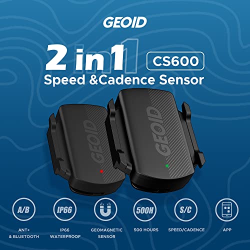 GEOID CS600 Cadence/Speed Sensor for Cycling, ANT+/Bluetooth Wireless Bicycle RPM Sensor Compatible with Bike Computers, Sport Watches, iOS/Android APPS