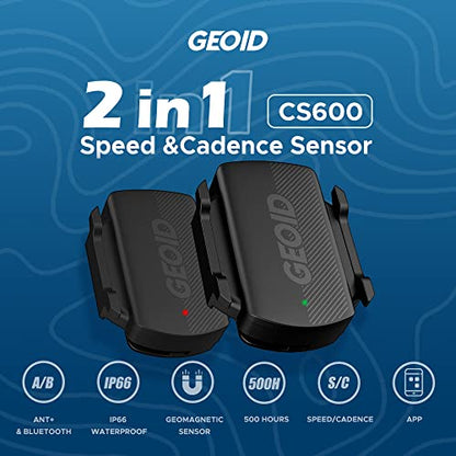 GEOID CS600 Cadence/Speed Sensor for Cycling, ANT+/Bluetooth Wireless Bicycle RPM Sensor Compatible with Bike Computers, Sport Watches, iOS/Android APPS