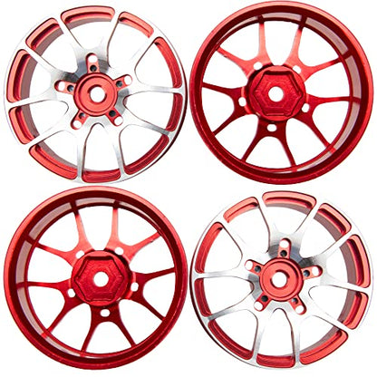 Aluminum Alloy 1/10 On-Road Racing Touring Drift Car Wheel Rims 12mm Hex Hub 26mm Width Compatible with Tamiya TT01 Kyosho RedCat Sakura D4 XIS HSP 1/10 RC Car (Red) - color: Red