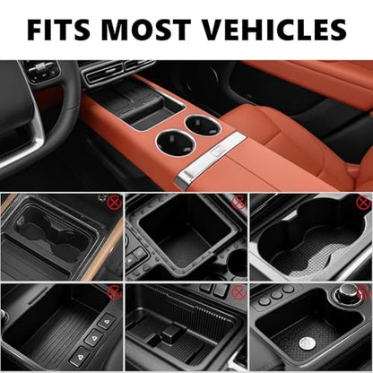 HZGAMER Wood Car Desk for Laptop, 360° Rotating Wood Cup Holder Table Tray for Drivers and Passengers, Car Accessories Compatible with Tesla Model Y/3/S, Ford F150/Explorer/Maverick & Most Vehicles