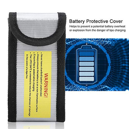 Socobeta Battery Protective Bag, Lipo Battery Charging Storage Pouch, with Retardant Fiberglass, for Travel Transportation