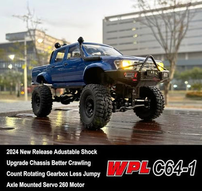 WPLDEWAN RC Rock Crawler WPL C64-1 RC Truck 4x4 Off Road Pickup | 1/16 RC Crawler Hobby RTR All Terrain 260 Motor Upgraded Chassis 2.4GHz Proportional Throttle Steering Adult