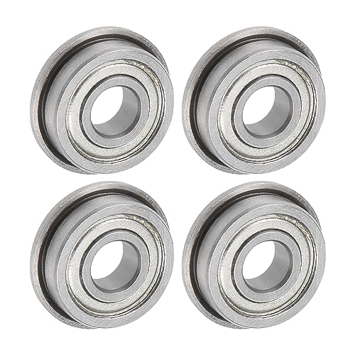 uxcell F695ZZ Flanged Ball Bearing 5x13x4mm Double Shielded Chrome Steel Flange Bearings, 4pcs - size: 5x13x4mm