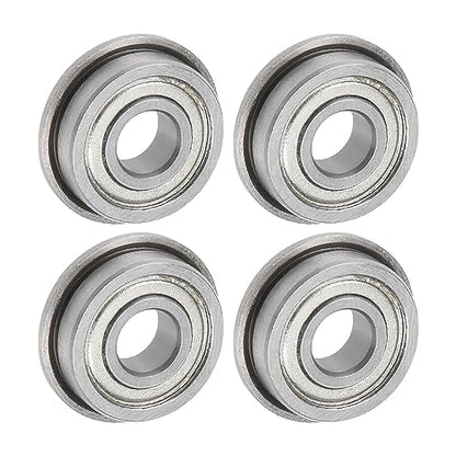 uxcell F695ZZ Flanged Ball Bearing 5x13x4mm Double Shielded Chrome Steel Flange Bearings, 4pcs - size: 5x13x4mm
