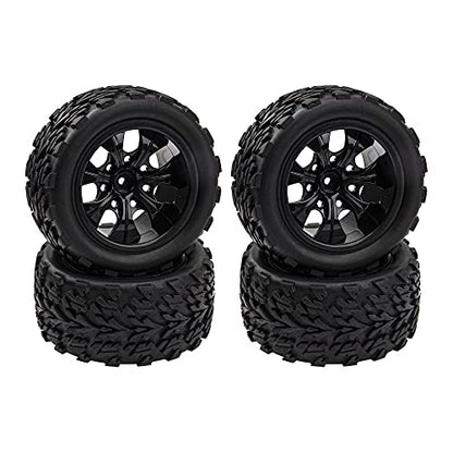 12mm Hub 4.64''OD Rubber Tires & Wheel Rim w/Foam Compatible with 1/10 Scale Traxxas Slash HPI HSP Volcano ExceedRC Infinitive Off-Road Car Monster Truck (Style 1) - style: Style 1