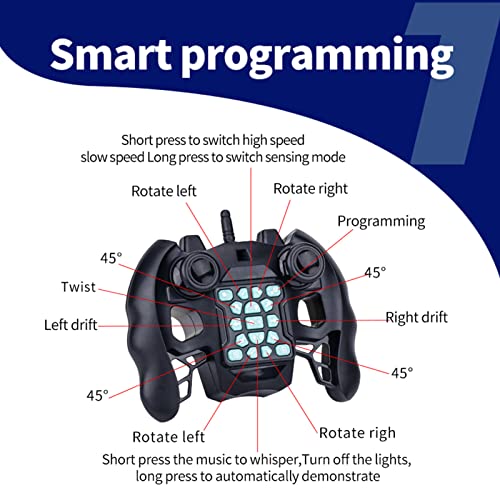 GoolRC Gesture Sensing RC Stunt Car, 4WD 2.4GHz Remote Control Car, Transformer Toy Cars with LED Lights, Double Sided Driving, 360?Rotating and Explosive Wheel for Adults (Blue) - color: Blue