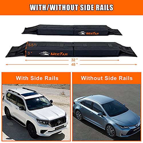 Kayak Car Roof Rack Pad for Kayak Surfboard SUP Canoe Soft Roof Rack Pads | Universal soft roof rack for kayak surfboard Include 4 Tie Down Straps,4 Tie Down Rope,4 Quick Loop Strap,Storage Bag - size: 32.5 Inch