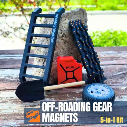 Mini Off-Roading Gear Bumper Magnets, Magnetic Little Ladder 5-in-1 Kit | Powerful Magnet Mounting, ABS and ASA materials, offroad fans gifts,Off-Road Emblems, Off-Roading lover Stickers - color: Black