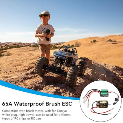 13T Brushed Motor ESC Combo, 540 Brushed Motor with 65A Water Proof Brushed ESC RC Connector Car Accessories for Scx10 90046