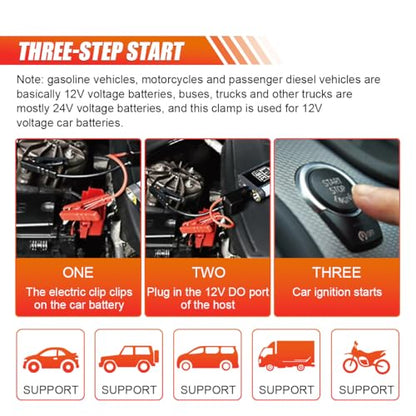 LAINLOY 1PC EC5 Car Jumper Starter Cable with Battery Clamps, 10 AWG Wire | 12V Car Jumper Cable Alligator Clip to EC5 Connector, Portable Emergency Automotive Jump Starter Battery Booster Cables - size: 1PC