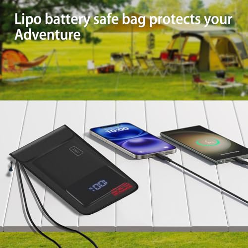 6.3"x9.85" Fireproof Lipo Safe Bag with Fireproof Zipper Fireproof Edge wrapping Fireproof wire,Home Office Travel Safe Storage for Cash Valuables Passport Power bank Lipo Battery (16 * 25cm Black) - size: 16*25cm Black