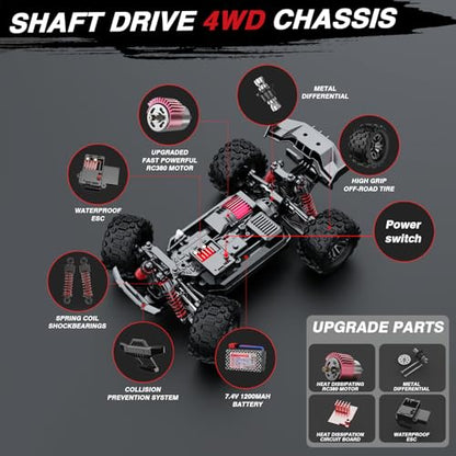 KGF 1:18 Scale All Terrain RC Cars for Adults,High Speed Remote Control Car | Fast RC Cars for Boys Age 8-1,2.4GHz 4WD Off Road Monster Truck, 4X4 Fast Drift Wheel RC Truck with 2 Rechargeable Batteries - color: White