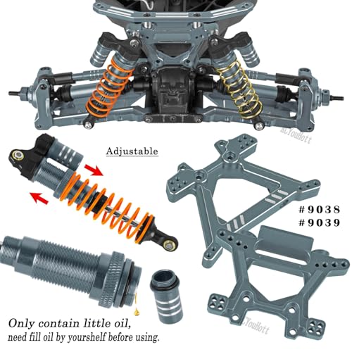 RC Upgrades Part for 1/10 Slash/Rustler/Stampede/Hoss 4x4 4WD VXL,Arm/Shocks/Caster Block,Steering Blocks,Stub Axle Carriers,Steering Bellcranks/Drive Shaft,Shock Tower/Links,Titanium - color: Titanium-(for 1/10）