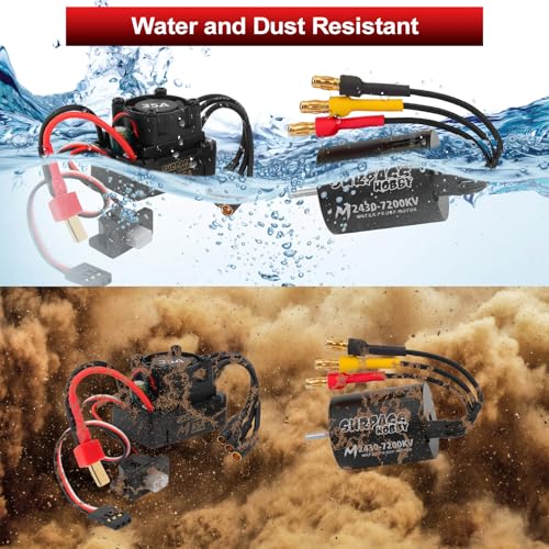 1/16 1/18 RC Brushless Sensorless Motor 35A ESC Combo,2430 7200KV | Waterproof Sensorless Motor,Surpass Hobby,Electric Speed Controller Set,for RC Model Car Truck - size: 7200KV, style: 2430