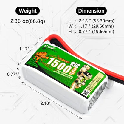 (2-Pack) 7.4V 1500mAh Battery for WLTOYS A959-B, A969-B, A979-B | Fits K929-B, 144001, 12401, 9200, 9200E, 300E, YC200 and HM123 RC vehicles; T-head connector and 2 USB chargers.