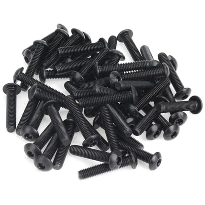 55 Pieces M5 x 25mm Button Head Socket Cap Screws, Thread Pitch 0.8mm, Sutemribor M5 Black Screws, 10.9 Grade Alloy Steel, Black Oxide Finish, Fully Threaded - size: M5 x 25mm, style: Button Head
