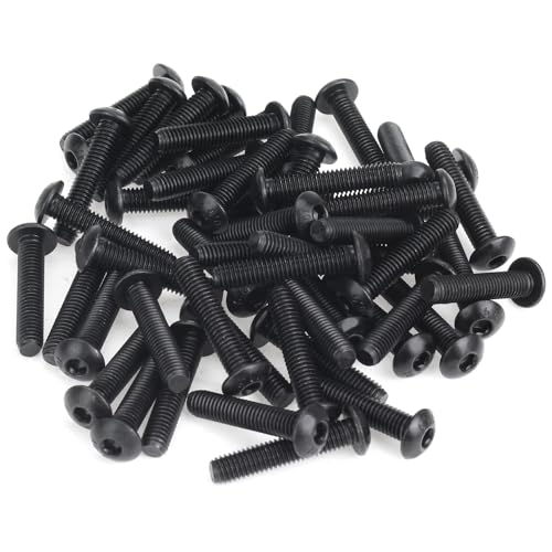 55 Pieces M5 x 25mm Button Head Socket Cap Screws, Thread Pitch 0.8mm, Sutemribor M5 Black Screws, 10.9 Grade Alloy Steel, Black Oxide Finish, Fully Threaded - size: M5 x 25mm, style: Button Head