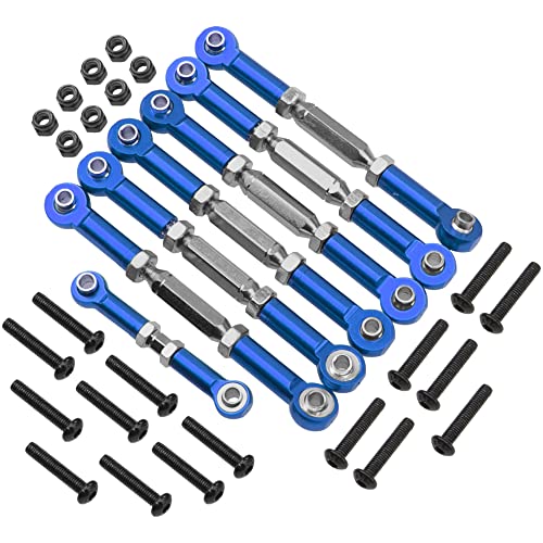 7PCS ShareGoo Adjustable Turnbuckles Camber Links Steering Linkage Rod Ends Sets Compatible with Traxxas Slash 4X4 / 2WD 1/10 RC Car Upgrade Parts (Blue) - color: Blue