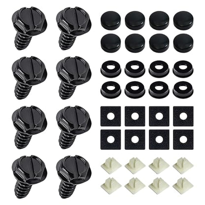 deemars License Plate Screw Kit, 8 Sets Stainless Anti Theft License Plate Screws, Anti-Rattle & Rust-Proof Bolts for Securing License Plates Frames or Covers on Cars, Trucks, SUVs - color: Black-K5