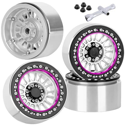 Alloy 2.2 Beadlock Wheels Rims for 1/10 TRX4 TRX6 SCX10 SCX10 II SCX10 III SCX10 Pro Gen7/8 D90 VS4-10 MST CFX RC Crawler Car,RC 2.2 Beadlock Wheel Off Road Buggy Rally RC Truck Wheel,Silver - color: Silver - (Alloy 2.2 Beadlock)