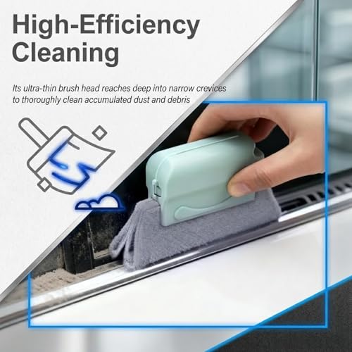 2PCS Magic Window Track Cleaner Tool Kit,Detachable Car Window Groove Cleaning Brush for Cleaning Dust,Essential Car Windows Sill Cleaner Tool for Door Tracks with Non-slip Handle