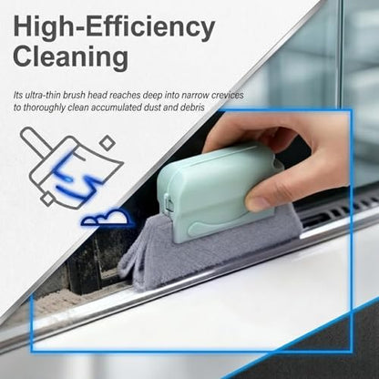 2PCS Magic Window Track Cleaner Tool Kit,Detachable Car Window Groove Cleaning Brush for Cleaning Dust,Essential Car Windows Sill Cleaner Tool for Door Tracks with Non-slip Handle