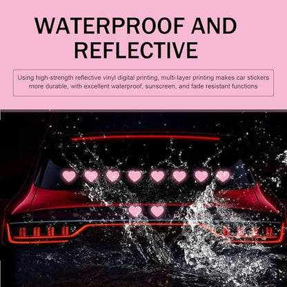 10 PCS Car Heart Vinyl Decals, Personalized Reflective Heart Decorative Sticker, Scratch Covering Self-Adhesive Waterproof Sticker, for Most Cars Trucks (Pink)