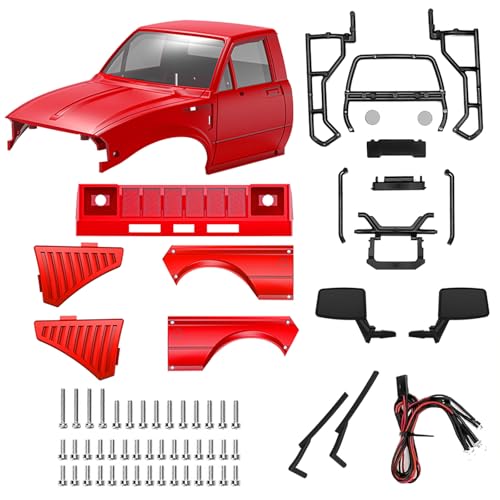 1/24 Pickup Truck Hard Body with Rear Cage Frame Wheelbase 133mm for 1/24 RC Crawler Axial SCX24 Bronco/Wrangler/C10/Base Camp Shell Upgrade (Purple Black) - color: Purple Black