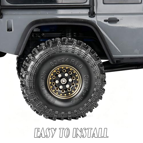 RC 1.0 Beadlock Wheel Rims Set for 1/18 1/24 Trx4m SCX24 FCX24 RC Crawler Car,1.0 Wheel Rims RC Full Brass Beadlock Wheels Rims(4PCS)