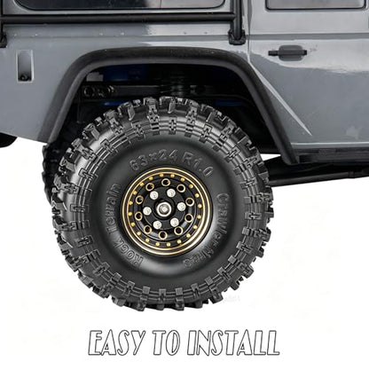 RC 1.0 Beadlock Wheel Rims Set for 1/18 1/24 Trx4m SCX24 FCX24 RC Crawler Car,1.0 Wheel Rims RC Full Brass Beadlock Wheels Rims(4PCS)