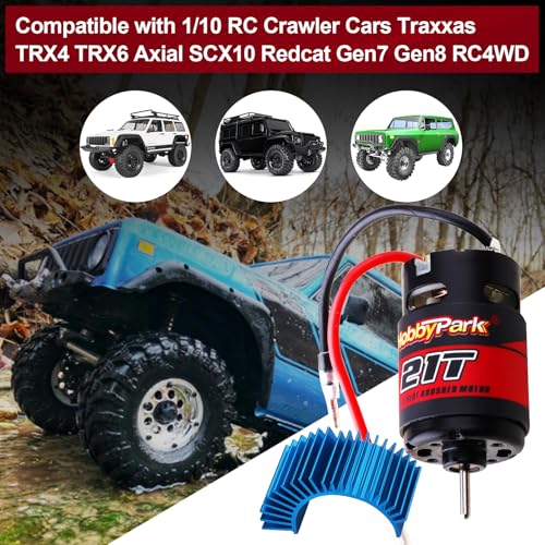 Hobbypark 21T Motor 550 Brushed Motors w/Heatsink for 1/10 RC Crawler Car Traxxas TRX4 TRX6 Axial SCX10 II III Redcat Gen7 Gen8 RC4WD - size: 21T